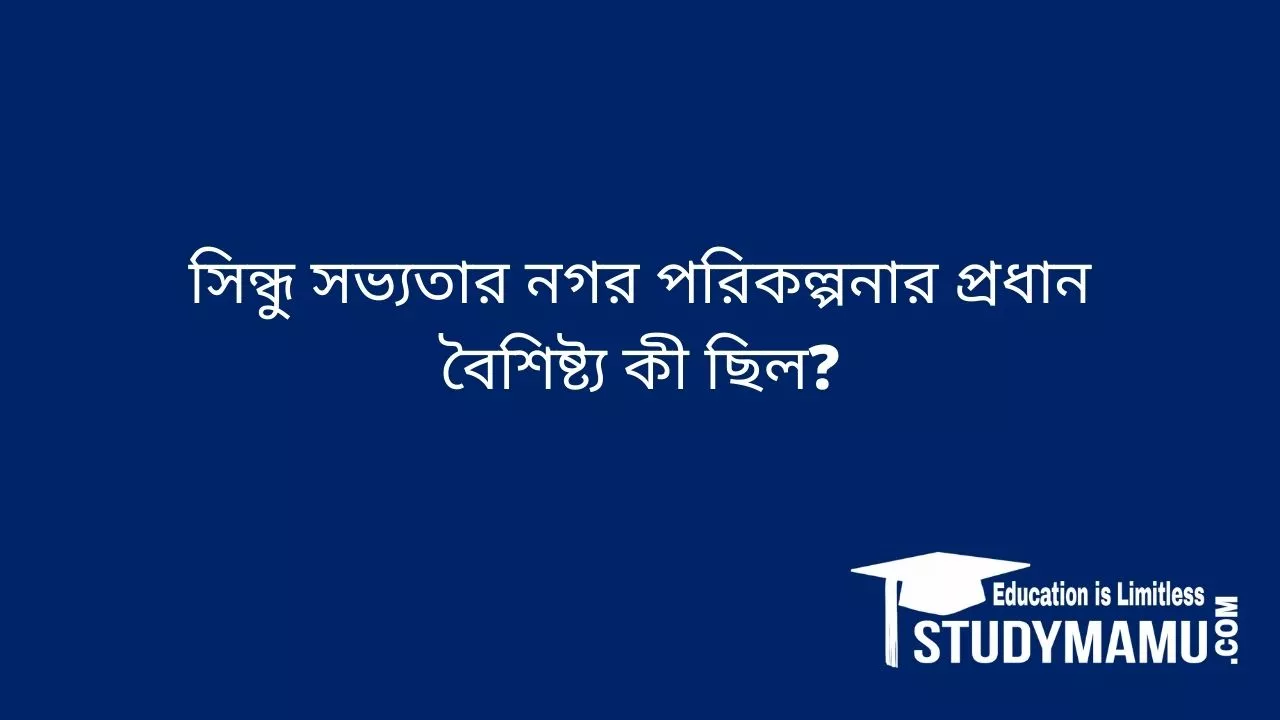 সিন্ধু সভ্যতার নগর পরিকল্পনার প্রধান বৈশিষ্ট্য কী ছিল?